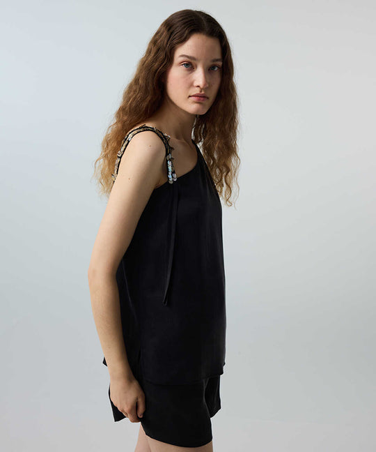 Sequin-Trimmed Viscose Blouse