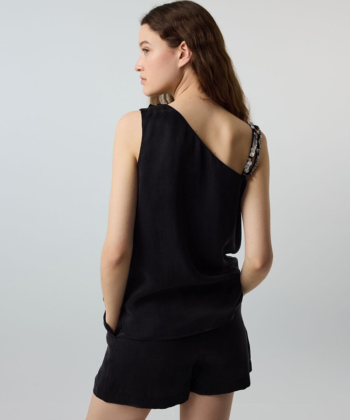 Sequin-Trimmed Viscose Blouse