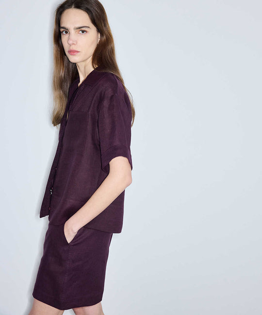 Single-Pocket Linen Blouse