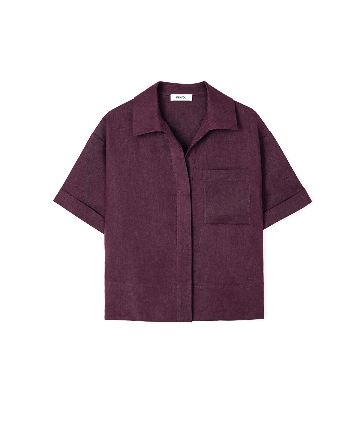 Zoomed Single-Pocket Linen Blouse