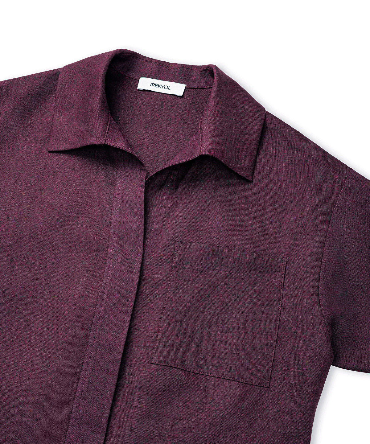 Zoomed Single-Pocket Linen Blouse