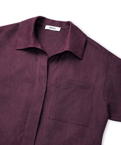 Single-Pocket Linen Blouse