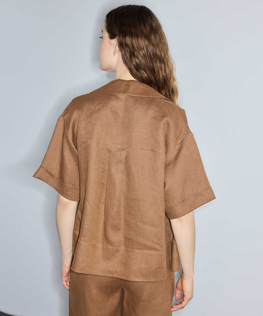 Single-Pocket Linen Blouse