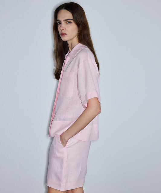 Single-Pocket Linen Blouse