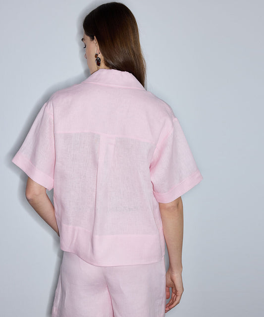 Single-Pocket Linen Blouse