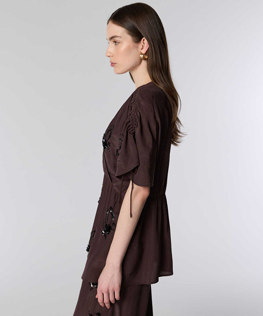 Sequined Wrap Blouse
