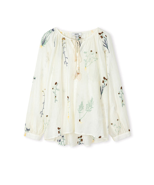 Textured Floral Embroidered Blouse