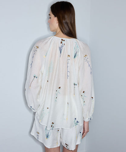 Textured Floral Embroidered Blouse