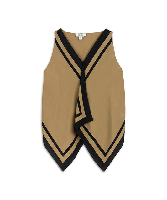 Asymmetric Contrast-Trimmed Blouse