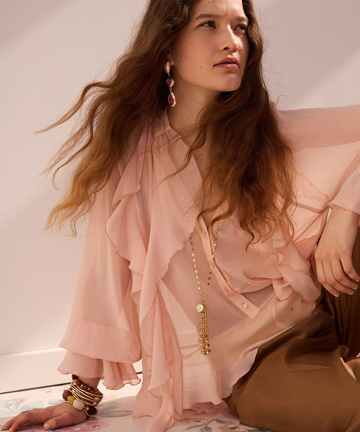 Zoomed Ruffled Chiffon Blouse