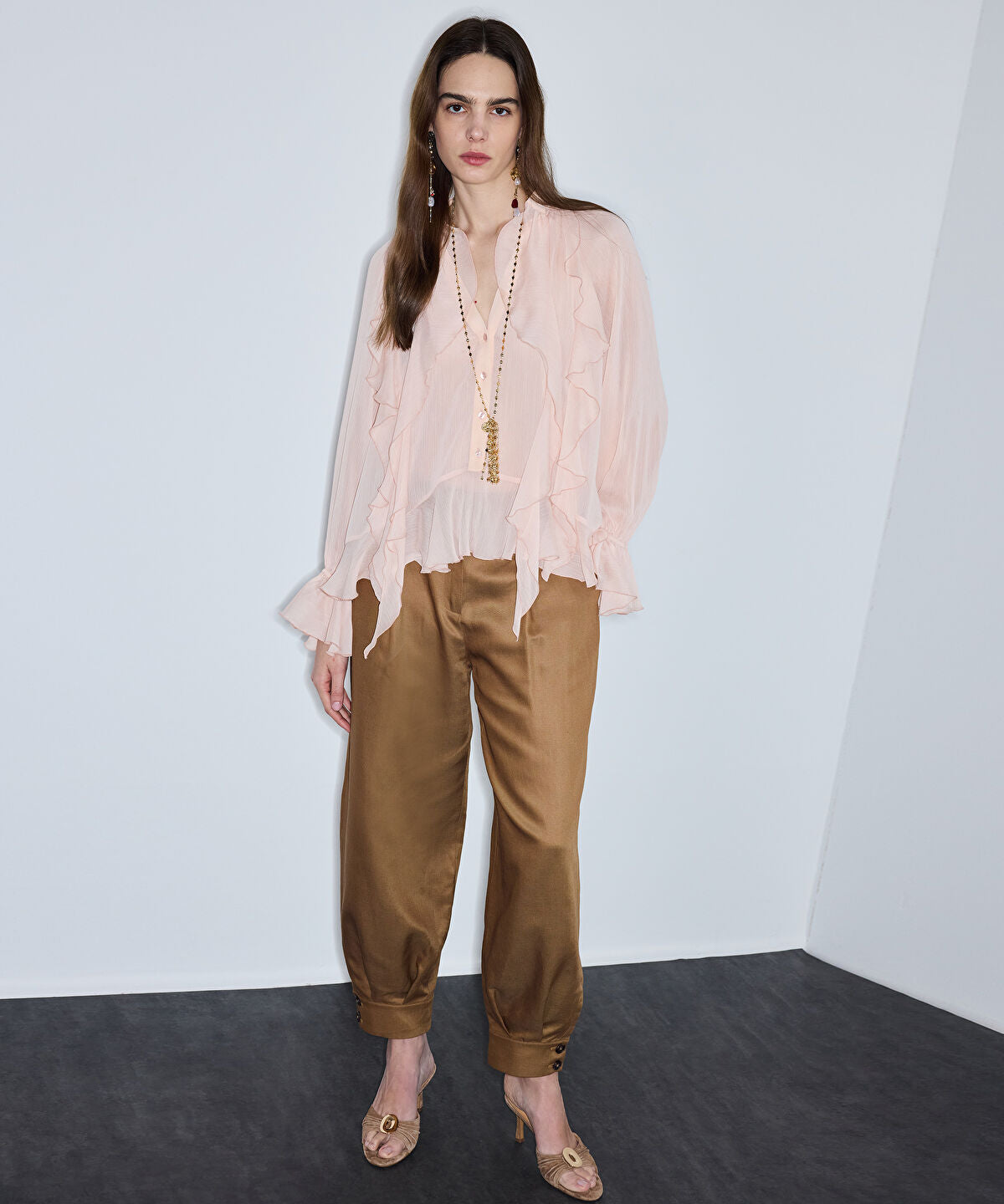Zoomed Ruffled Chiffon Blouse