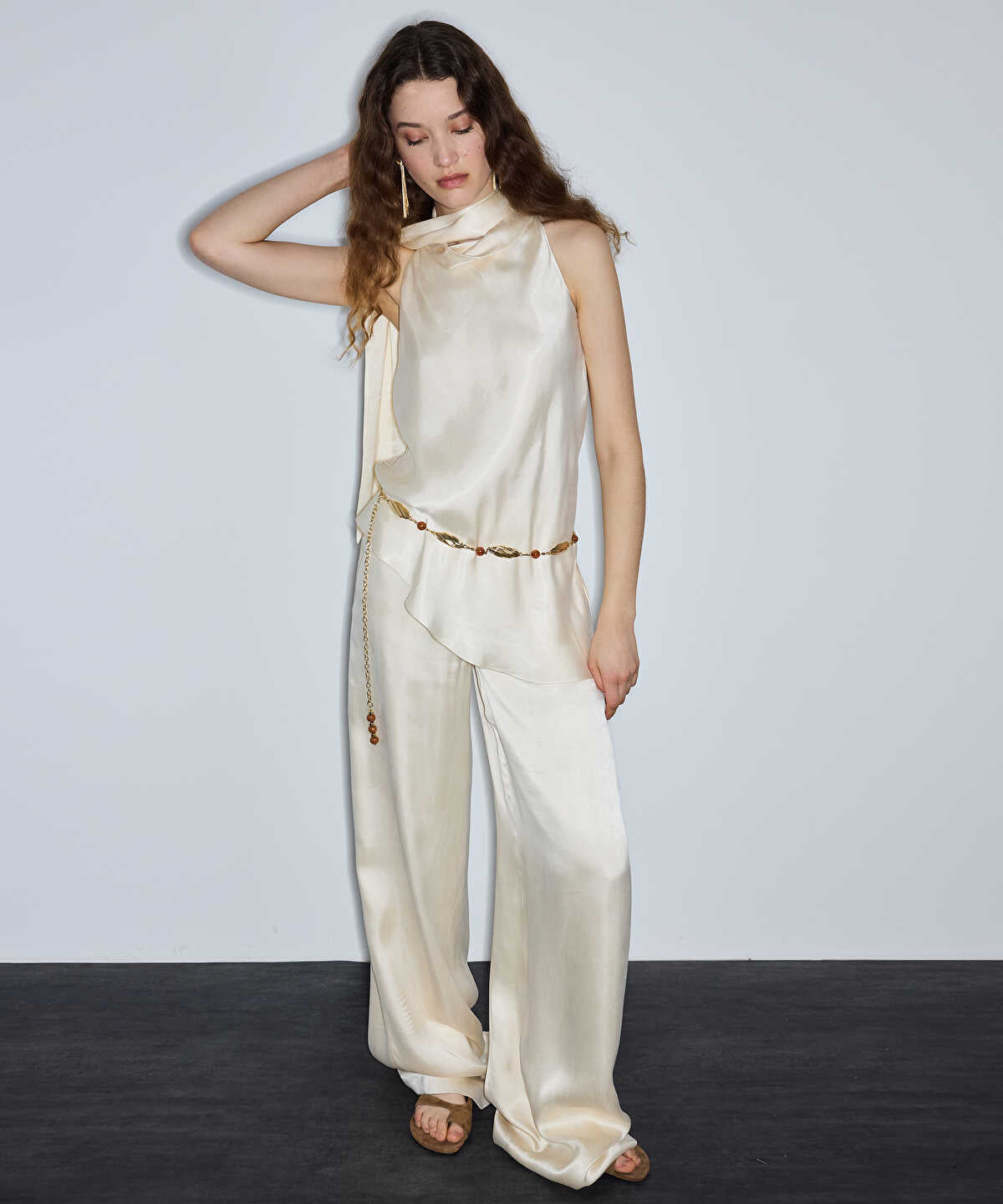 Halter Blouse with Detachable Scarf