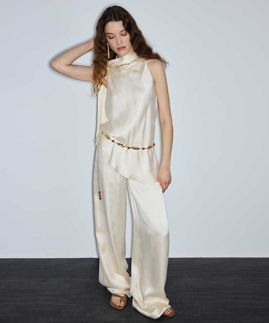 Halter Blouse with Detachable Scarf