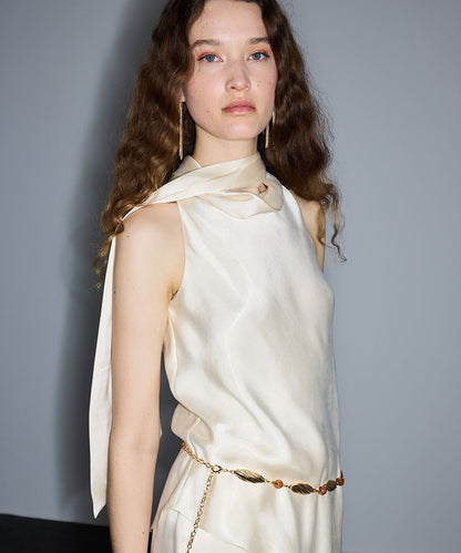 Halter Blouse with Detachable Scarf