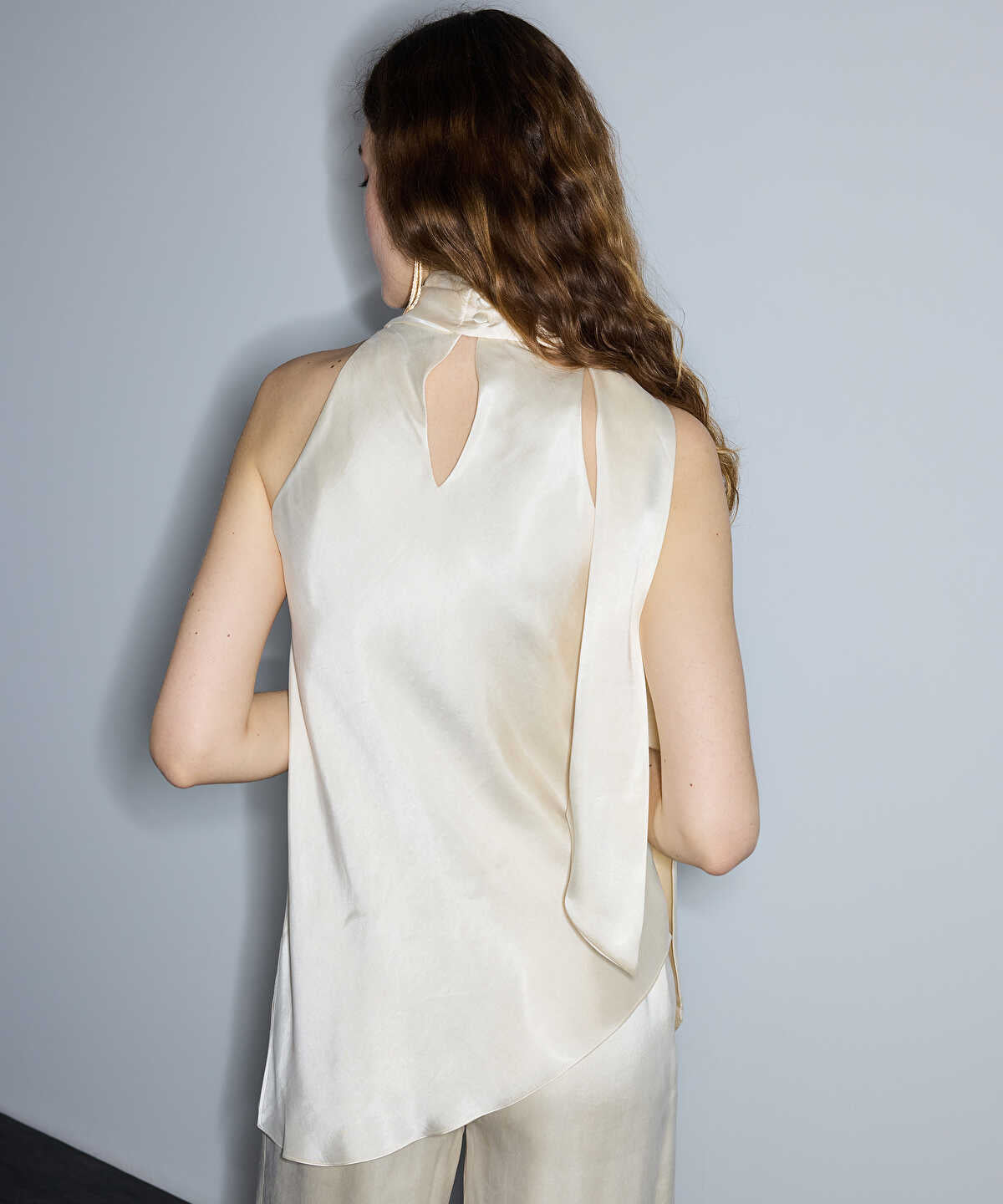 Halter Blouse with Detachable Scarf