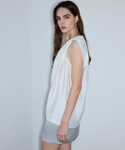 Asymmetric Twisted Striped Blouse