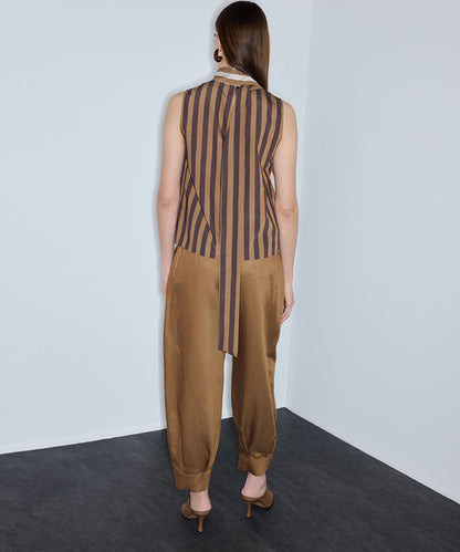 Scarf-Effect Striped Blouse