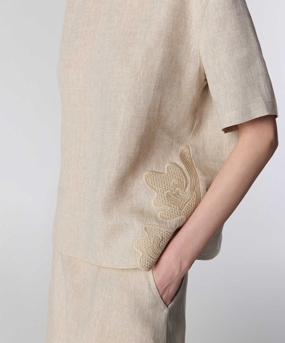 Embroidered Linen Blouse