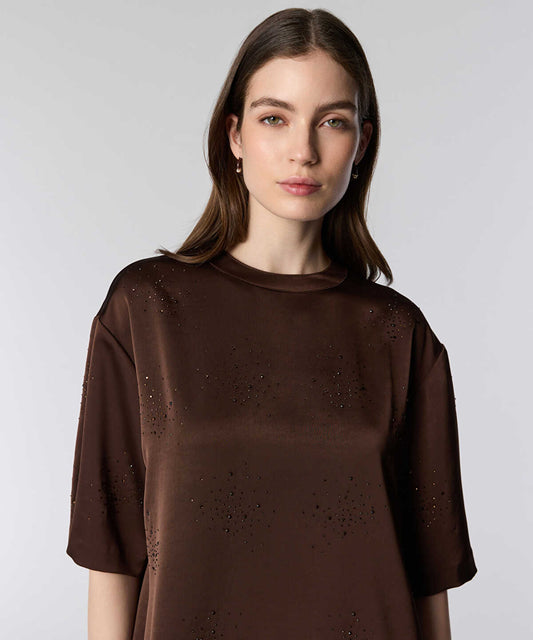 Rhinestone Embellished Asymmetric Blouse