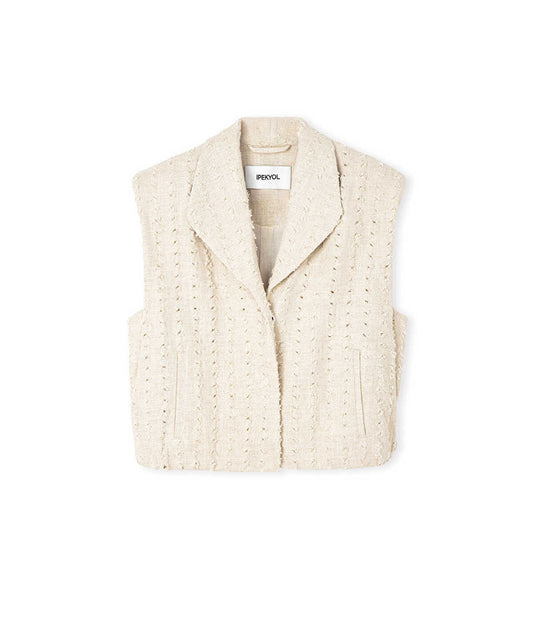 Raw Edge Vest with Shoulder Pads