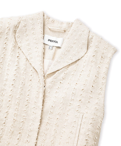 Raw Edge Vest with Shoulder Pads