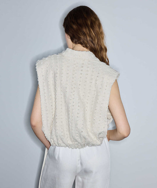 Raw Edge Vest with Shoulder Pads