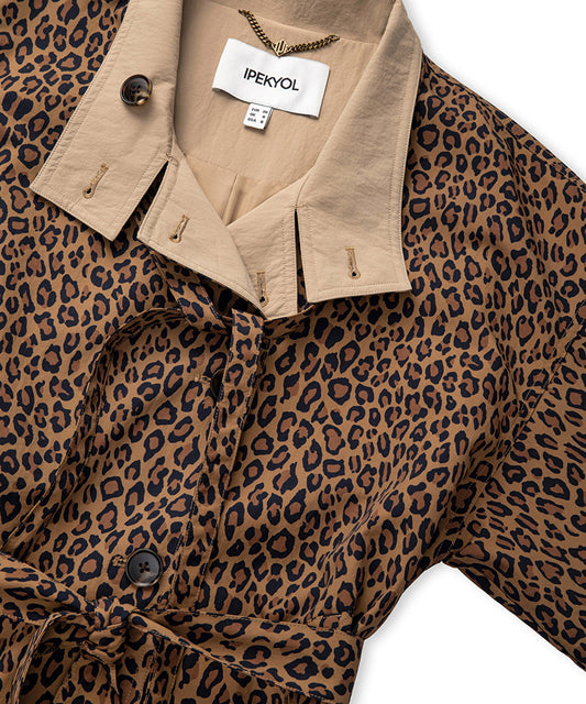 Leopard Print Technical Trench Coat