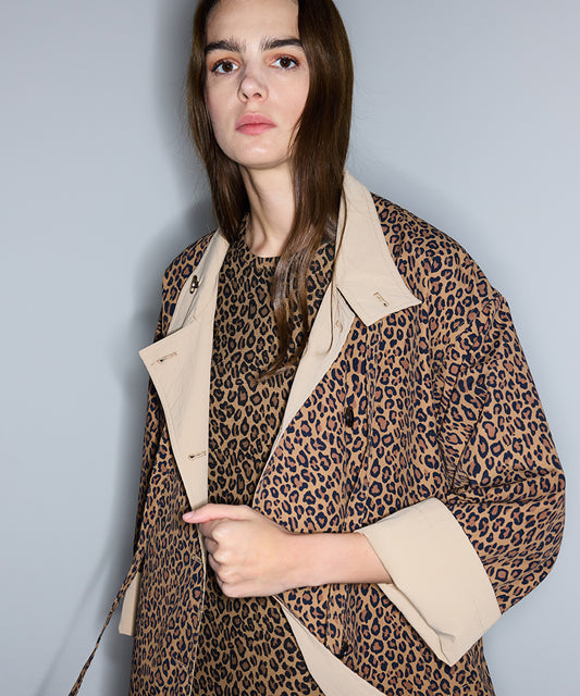 Leopard Print Technical Trench Coat