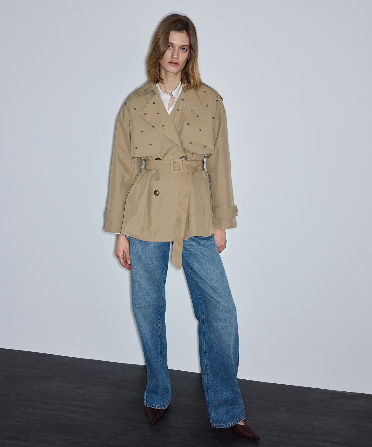 Zoomed Embellished Trench Coat