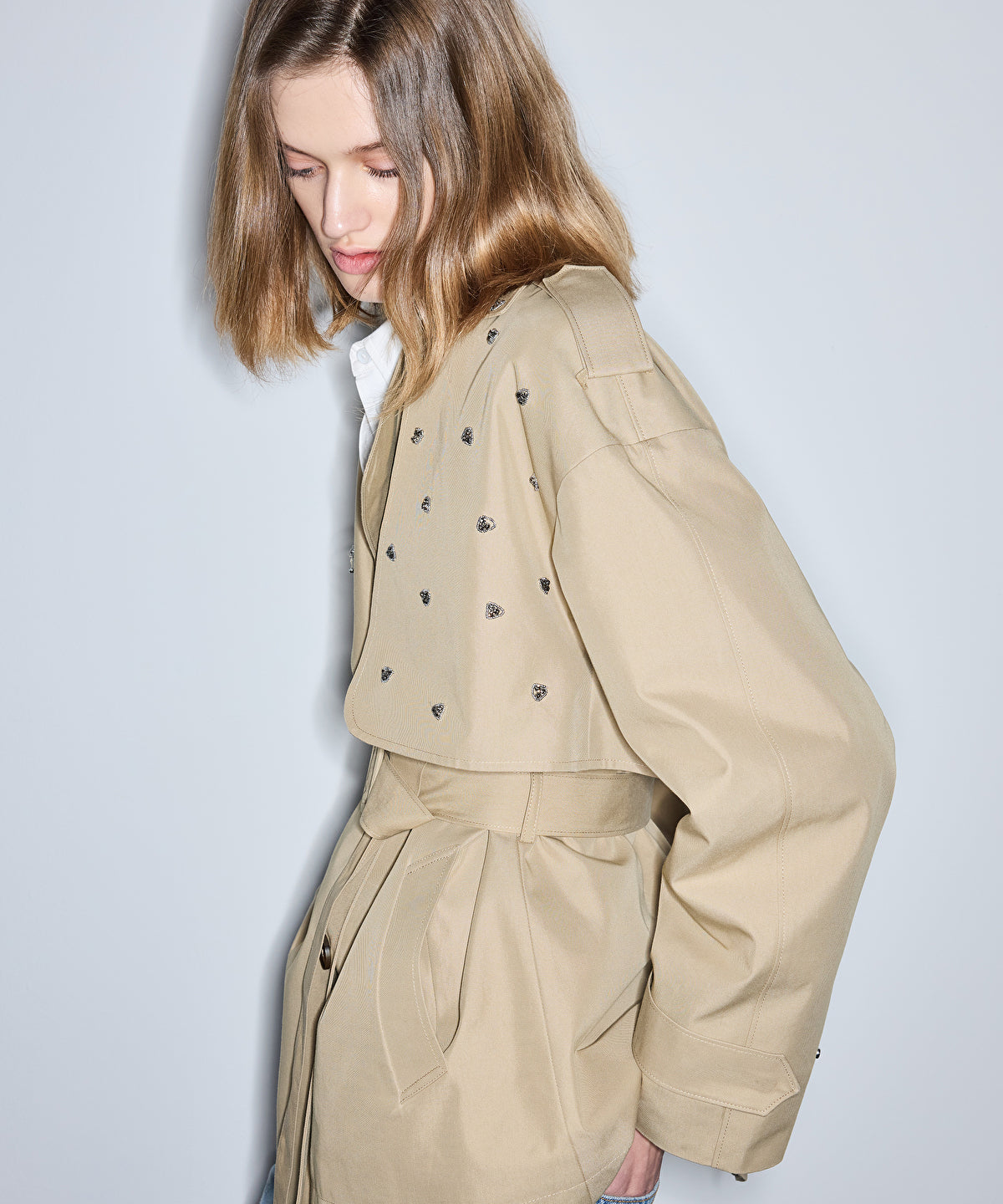 Zoomed Embellished Trench Coat