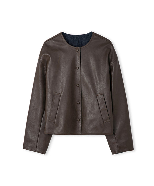 Leather-Effect Reversible Coat