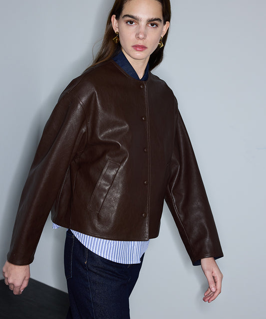 Leather-Effect Reversible Coat
