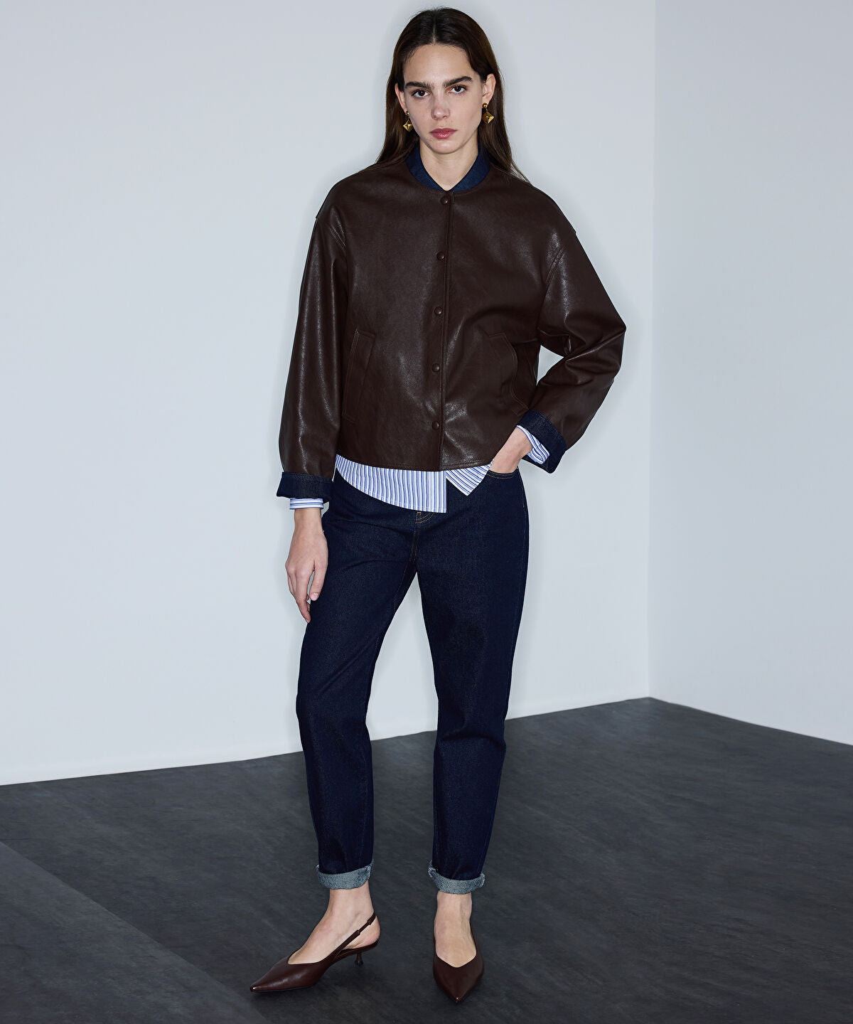 Zoomed Leather-Effect Reversible Coat