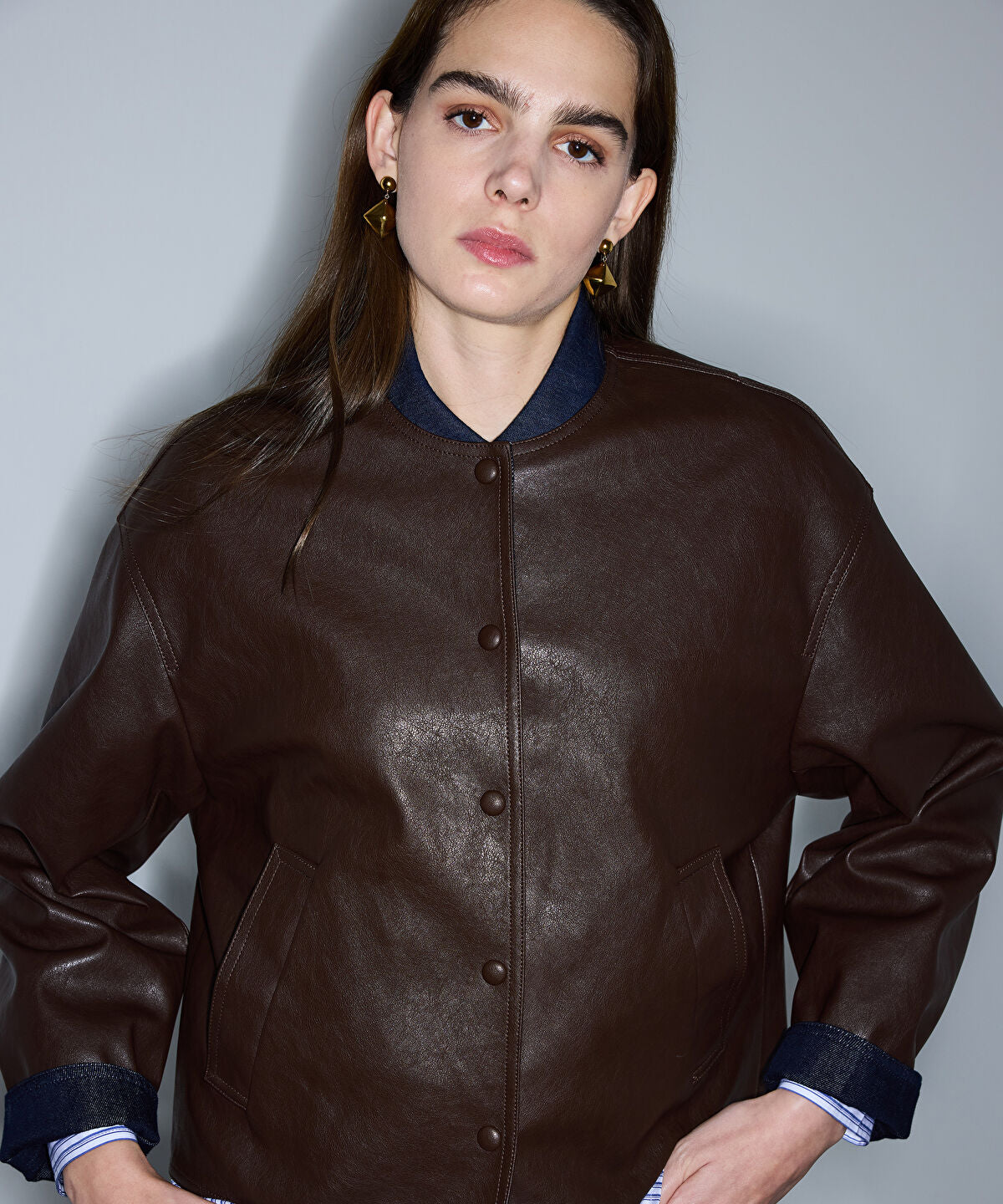 Zoomed Leather-Effect Reversible Coat