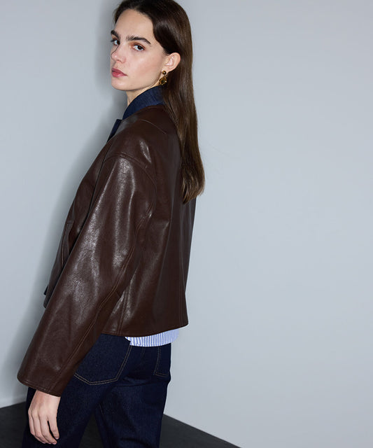Leather-Effect Reversible Coat