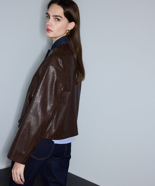 Leather-Effect Reversible Coat