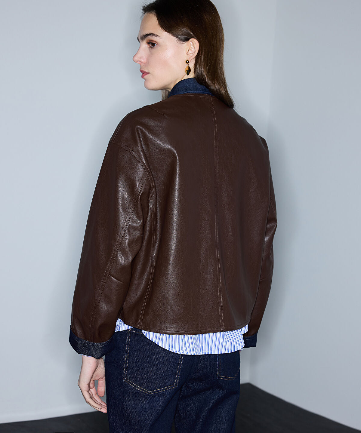 Zoomed Leather-Effect Reversible Coat