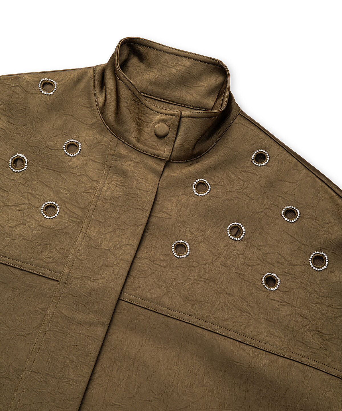 Zoomed Embellished Crinkle-Effect Coat