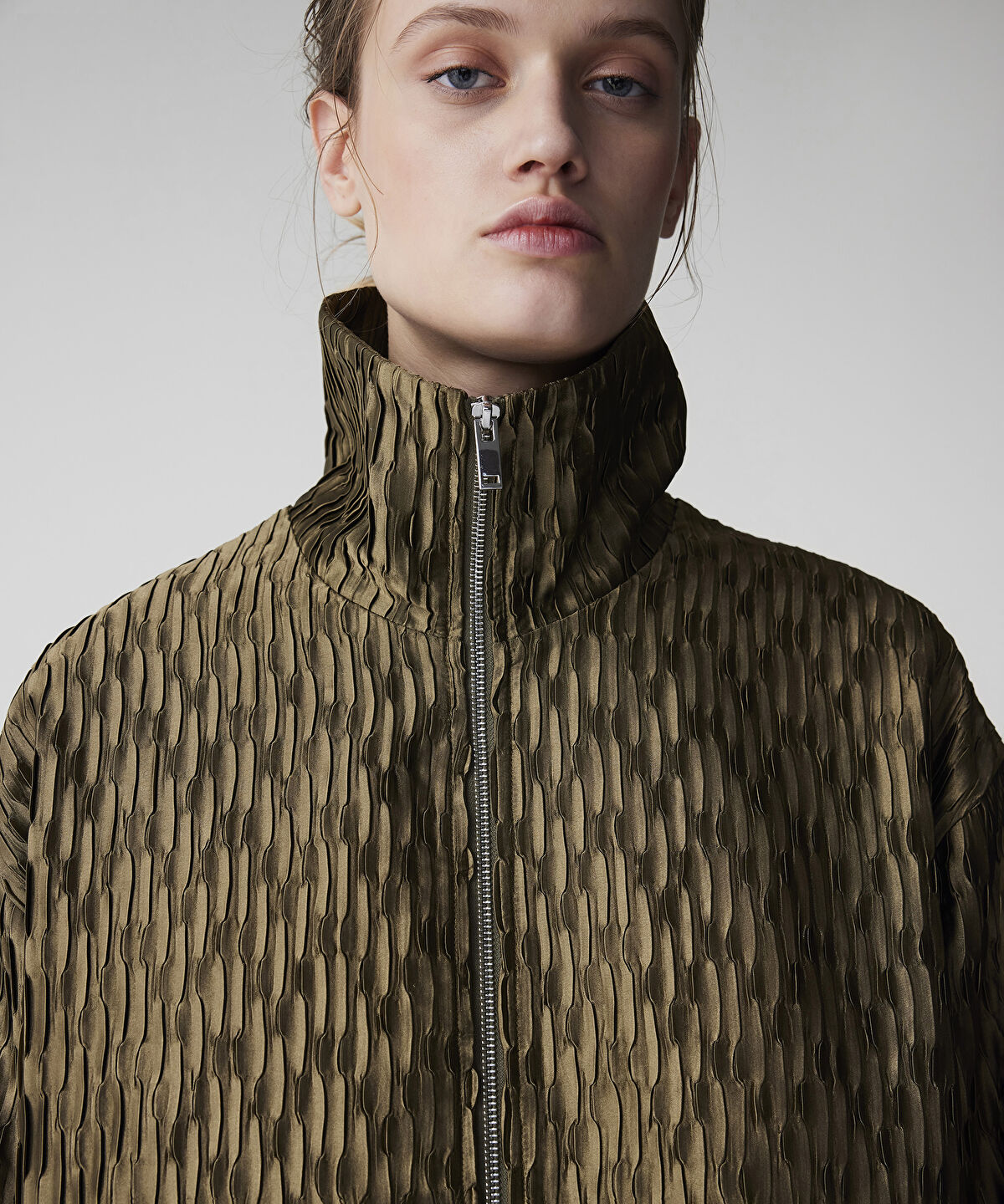 Textured Bomber Coat