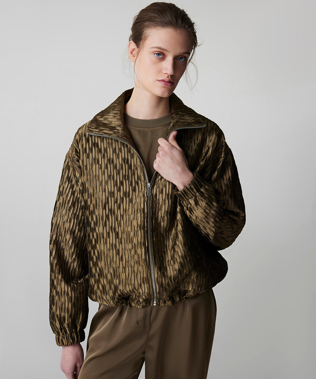 Textured Bomber Coat