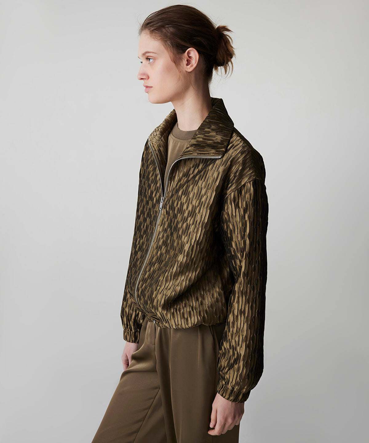 Zoomed Textured Bomber Coat