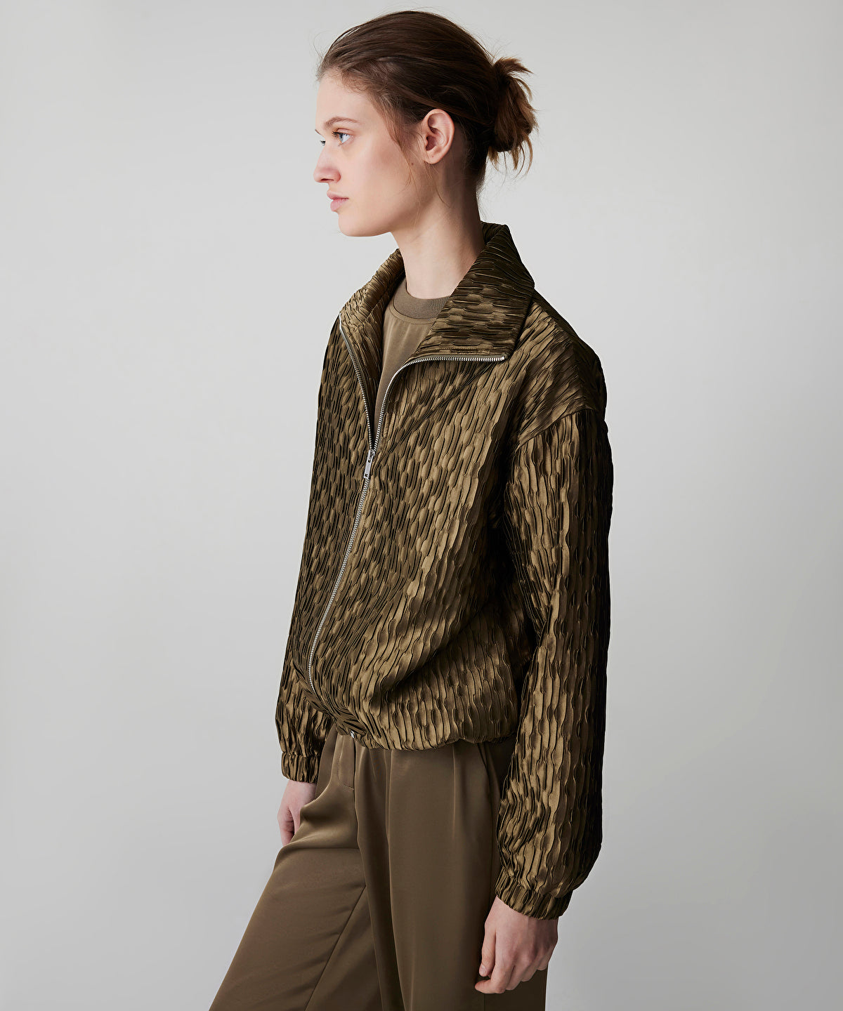 Zoomed Textured Bomber Coat