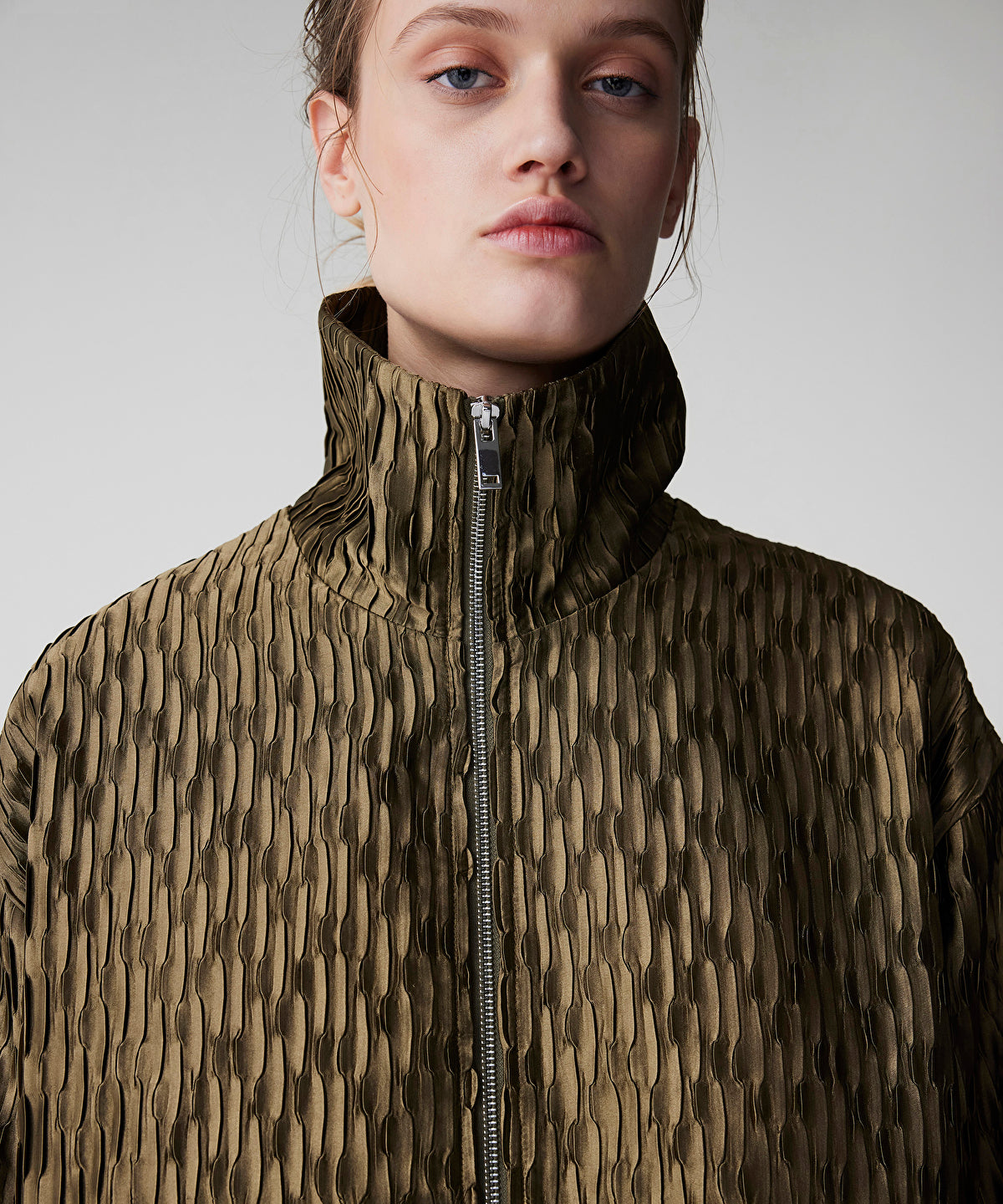 Zoomed Textured Bomber Coat