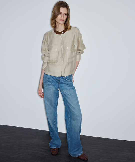 Contrast Collar Coat