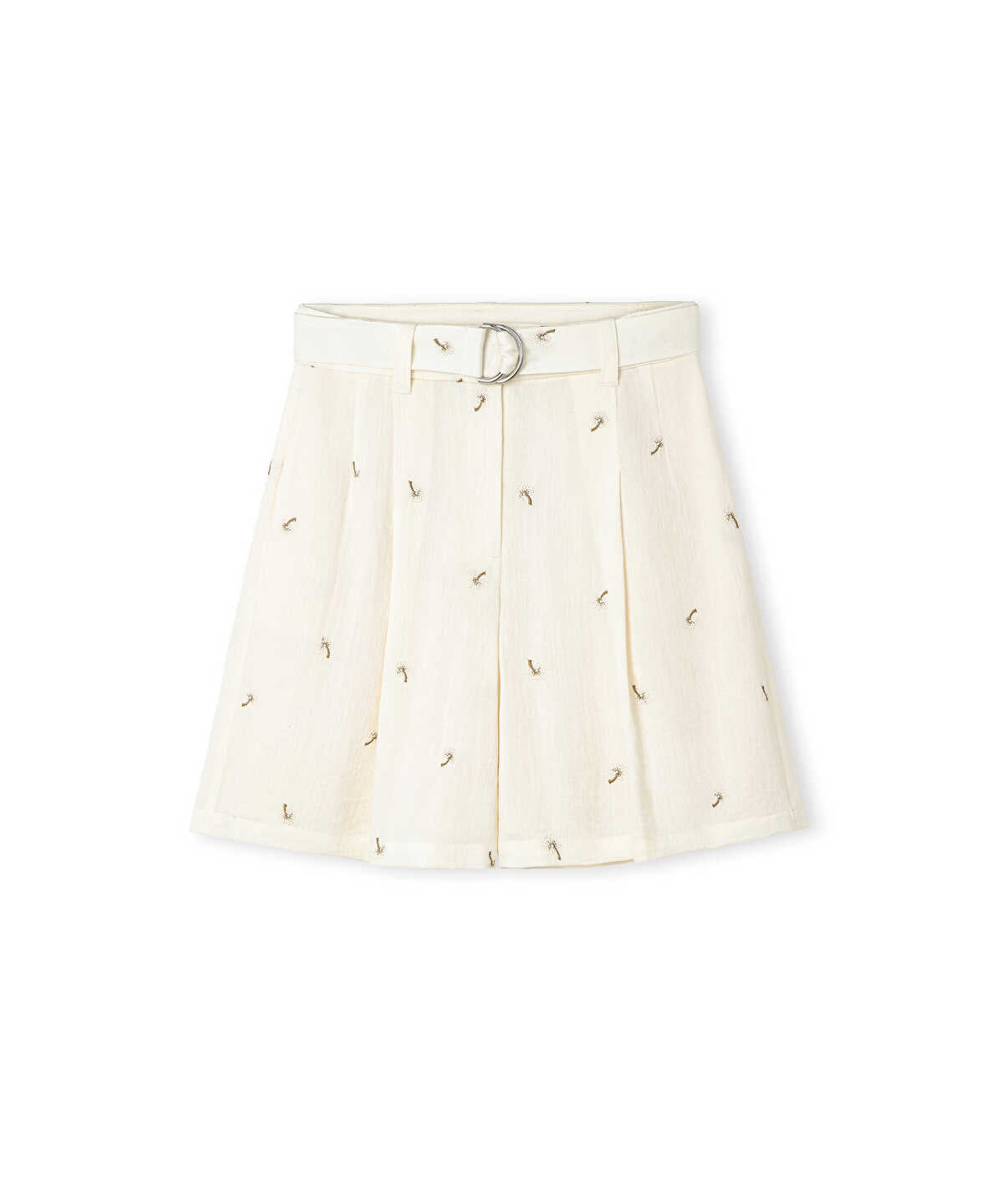 Textured Floral Embroidered Shorts