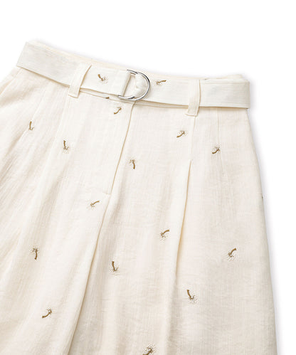 Textured Floral Embroidered Shorts