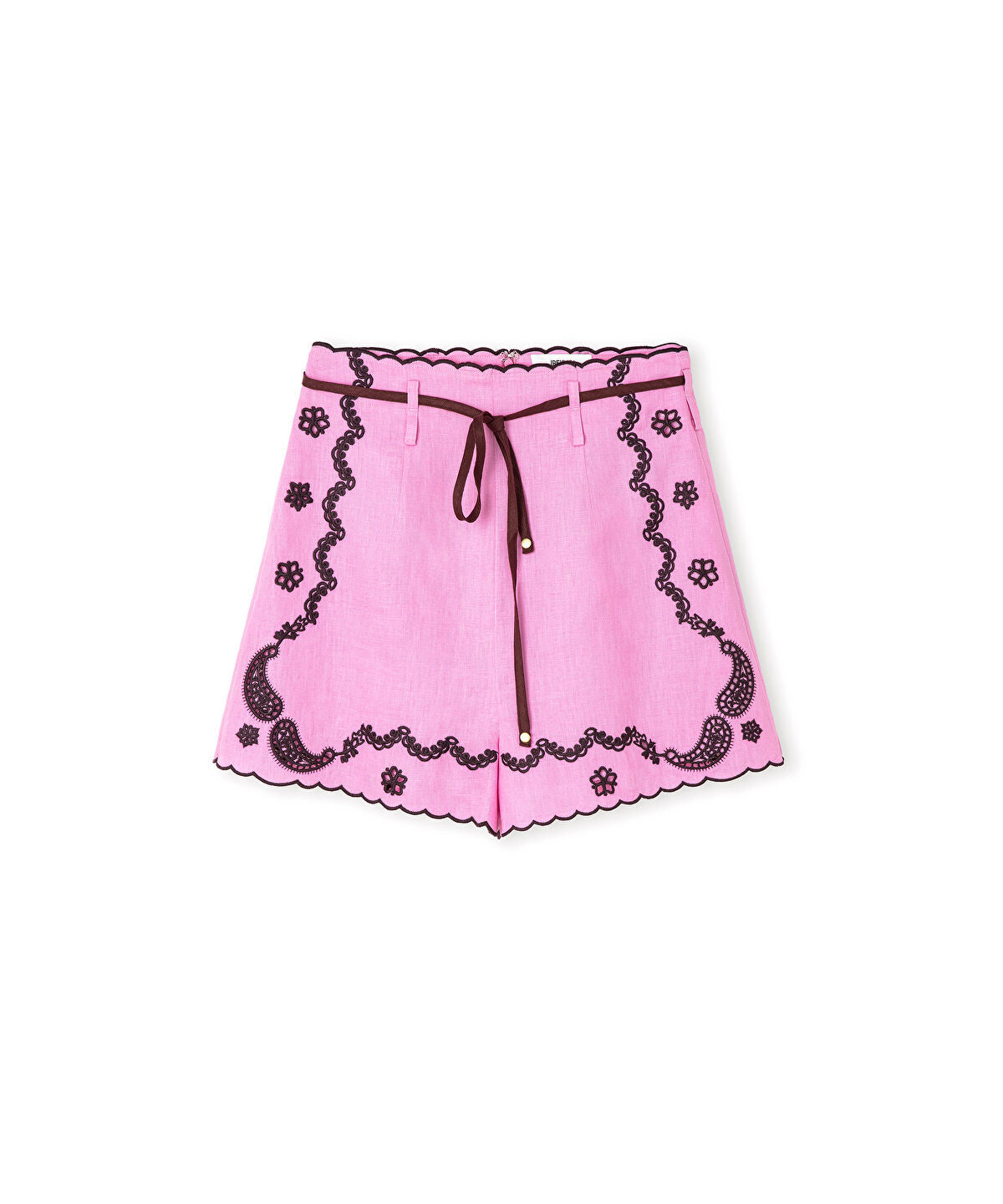 Zoomed Linen Shorts with Contrast Embroidery