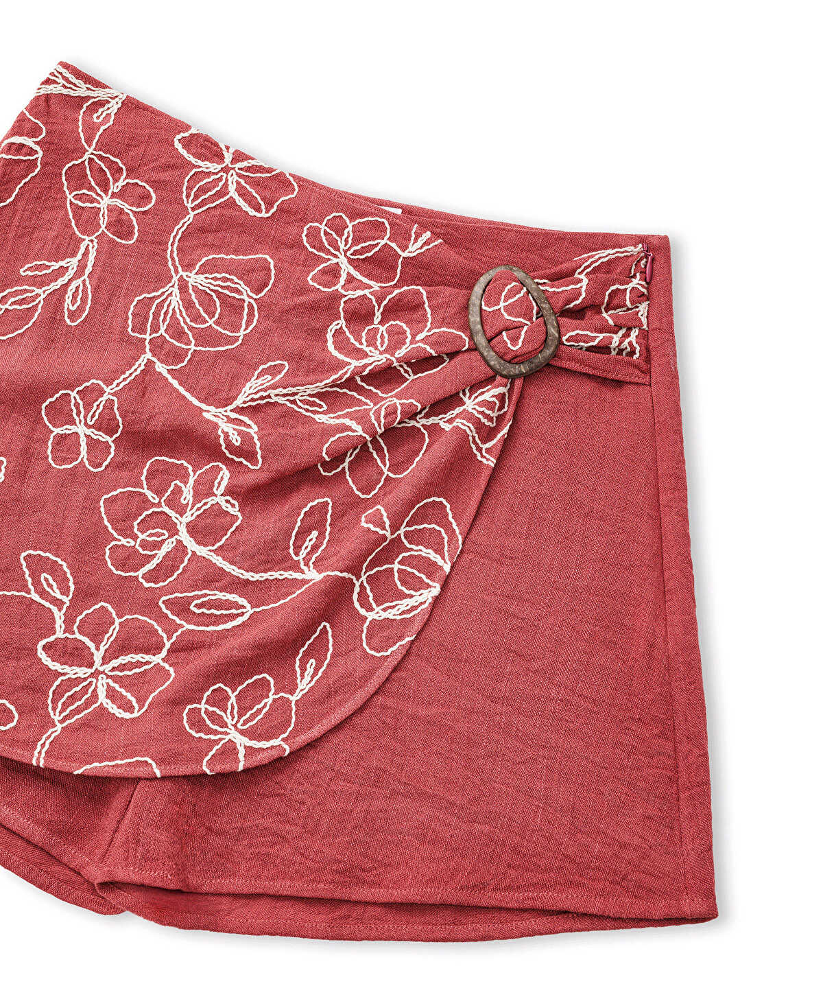 Embroidered Wrap Skort