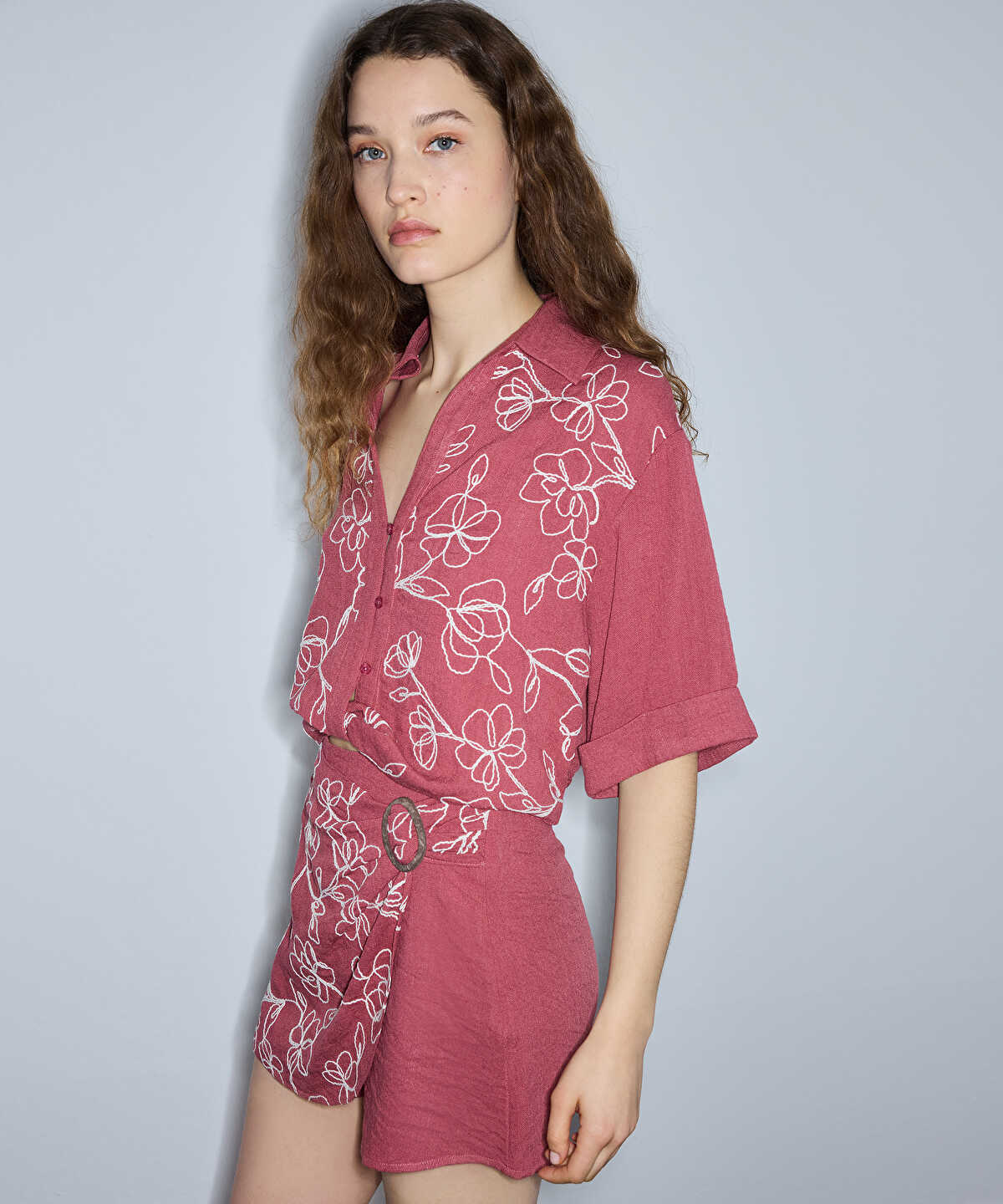 Embroidered Wrap Skort