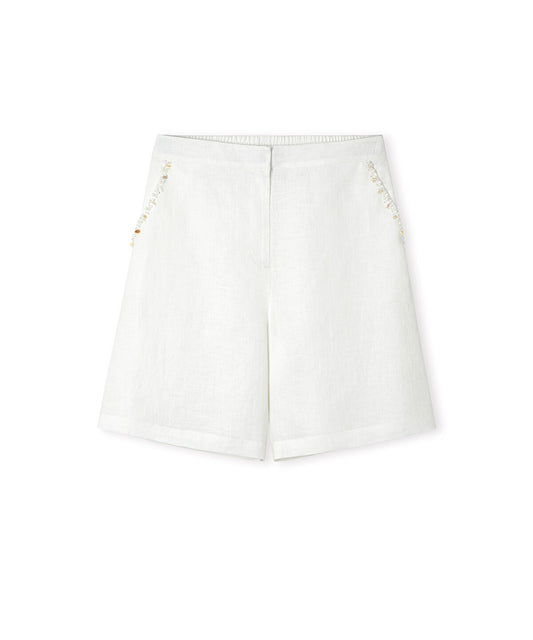 Linen Shorts with Embellishments